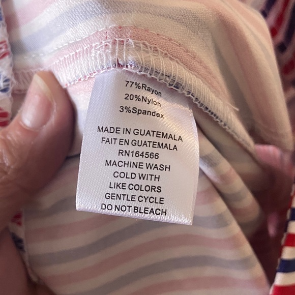 Kate Park NWT Striped Red White Blue Pull-On Capri Pants Pockets Sz L - Picture 7 of 7